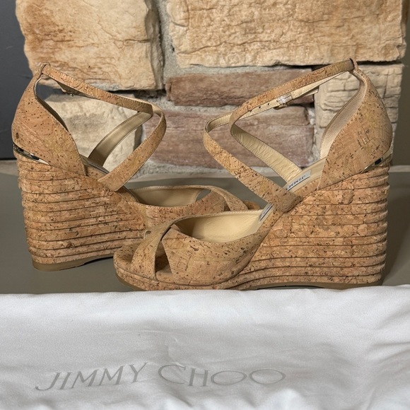 Jimmy Choo Alanah 105 Cork
Platform‎ Wedge Sandals Size 38
Beige Criss Cross - Picture 11 of 12